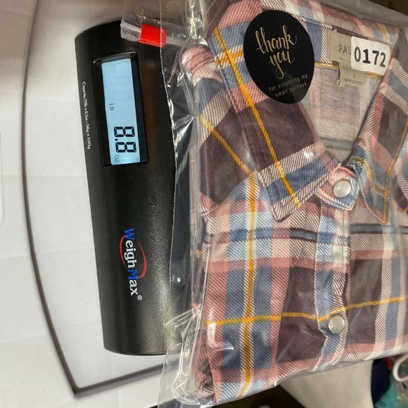 Passport Women Top Medium Plaid Snap Closure Pink Multicolor Roll-Up Long Sleeve - Picture 10 of 10